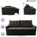 Sofá Sem Caixa Retrátil e Reclinável 1,65m Cama inBox Studio Suede Velusoft Café