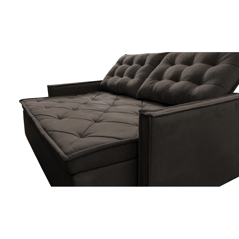 Sofá Sem Caixa Retrátil e Reclinável 1,65m Cama inBox Studio Suede Velusoft Café