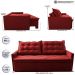 Sofá Sem Caixa Retrátil e Reclinável 1,65m Cama inBox Studio Suede Velusoft Vermelho