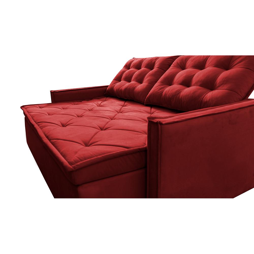 Sofá Sem Caixa Retrátil e Reclinável 1,65m Cama inBox Studio Suede Velusoft Vermelho