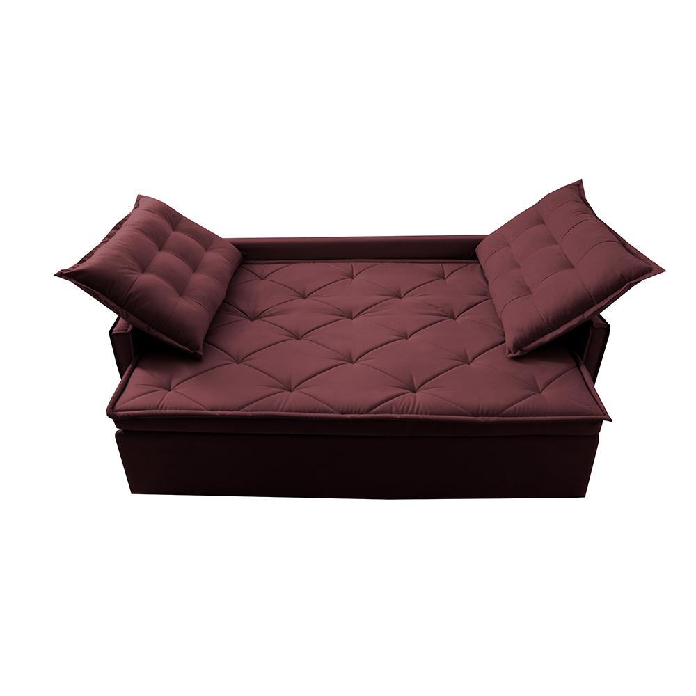 Sofá Sem Caixa Retrátil e Reclinável 1,65m Cama inBox Studio Suede Velusoft Vinho