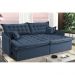 Sofá Sem Caixa Retrátil e Reclinável 1,75m Cama inBox Versátil Suede Velusoft Azul