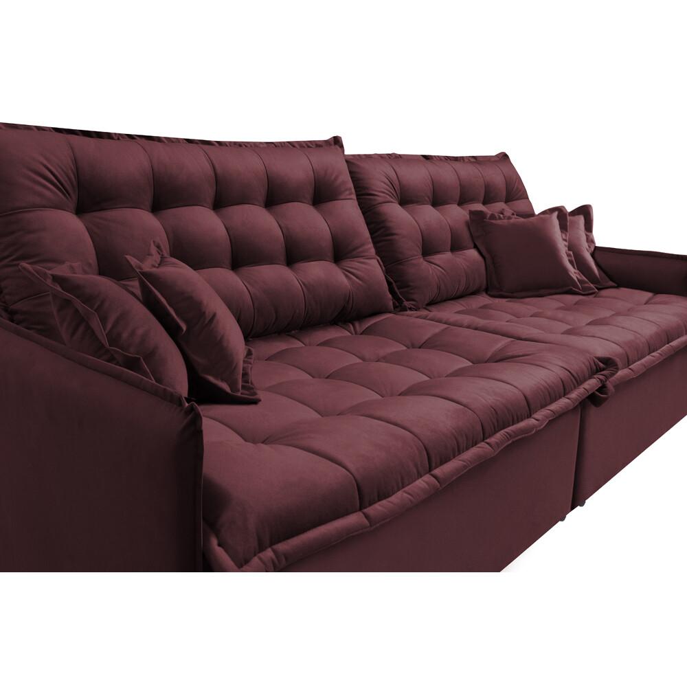 Sofá Sem Caixa Retrátil e Reclinável 1,75m Cama inBox Versátil Suede Velusoft Vinho