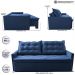 Sofá Sem Caixa Retrátil e Reclinável 1,85m Cama inBox Studio Suede Velusoft Azul