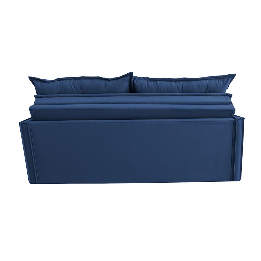 Sofá Sem Caixa Retrátil e Reclinável 1,85m Cama inBox Studio Suede Velusoft Azul