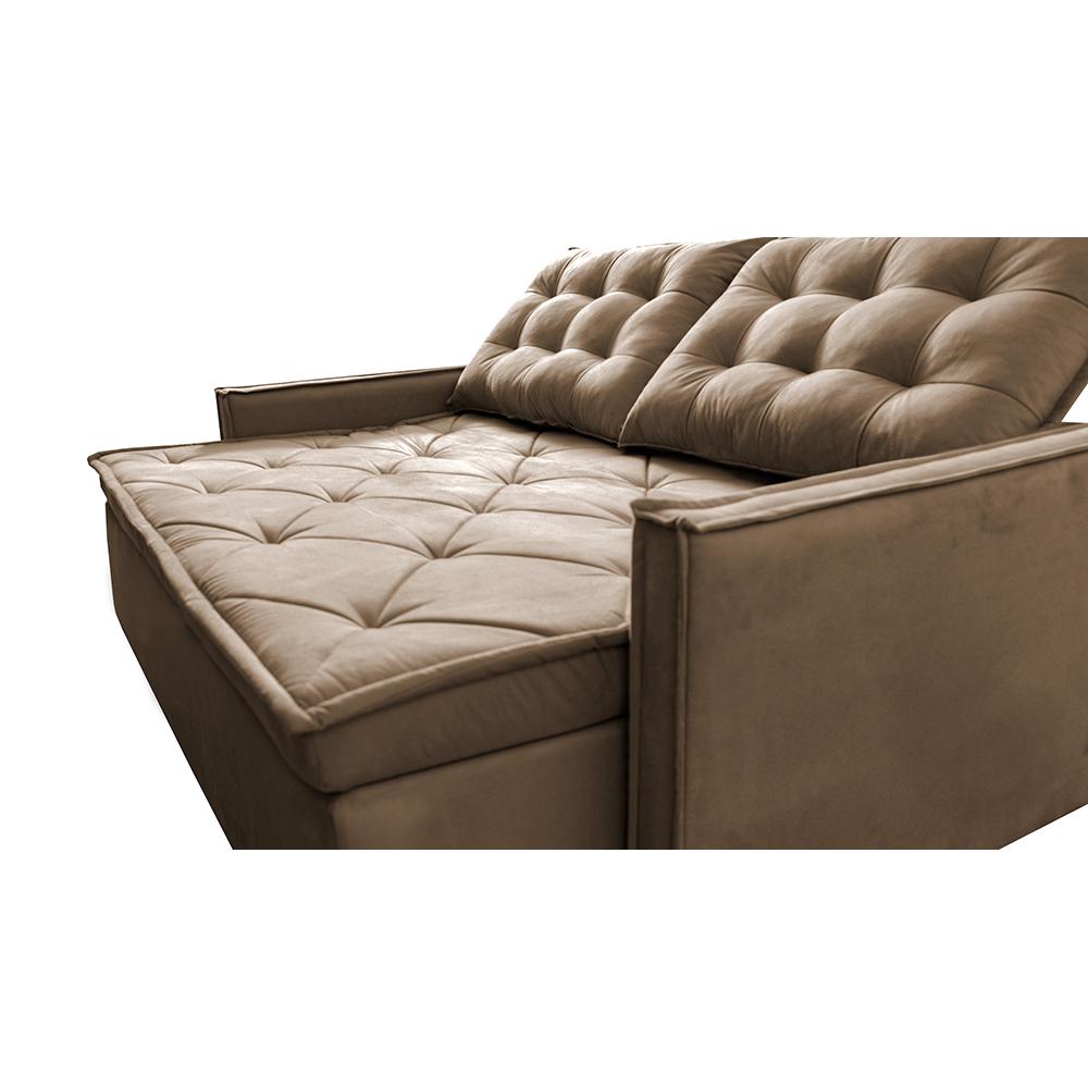 Sofá Sem Caixa Retrátil e Reclinável 1,85m Cama inBox Studio Suede Velusoft Castor