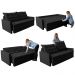 Sofá Sem Caixa Retrátil e Reclinável 1,85m Cama inBox Studio Suede Velusoft Preto