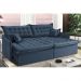 Sofá Sem Caixa Retrátil e Reclinável 1,95m Cama inBox Versátil Suede Velusoft Azul