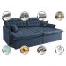 Sofá Sem Caixa Retrátil e Reclinável 1,95m Cama inBox Versátil Suede Velusoft Azul