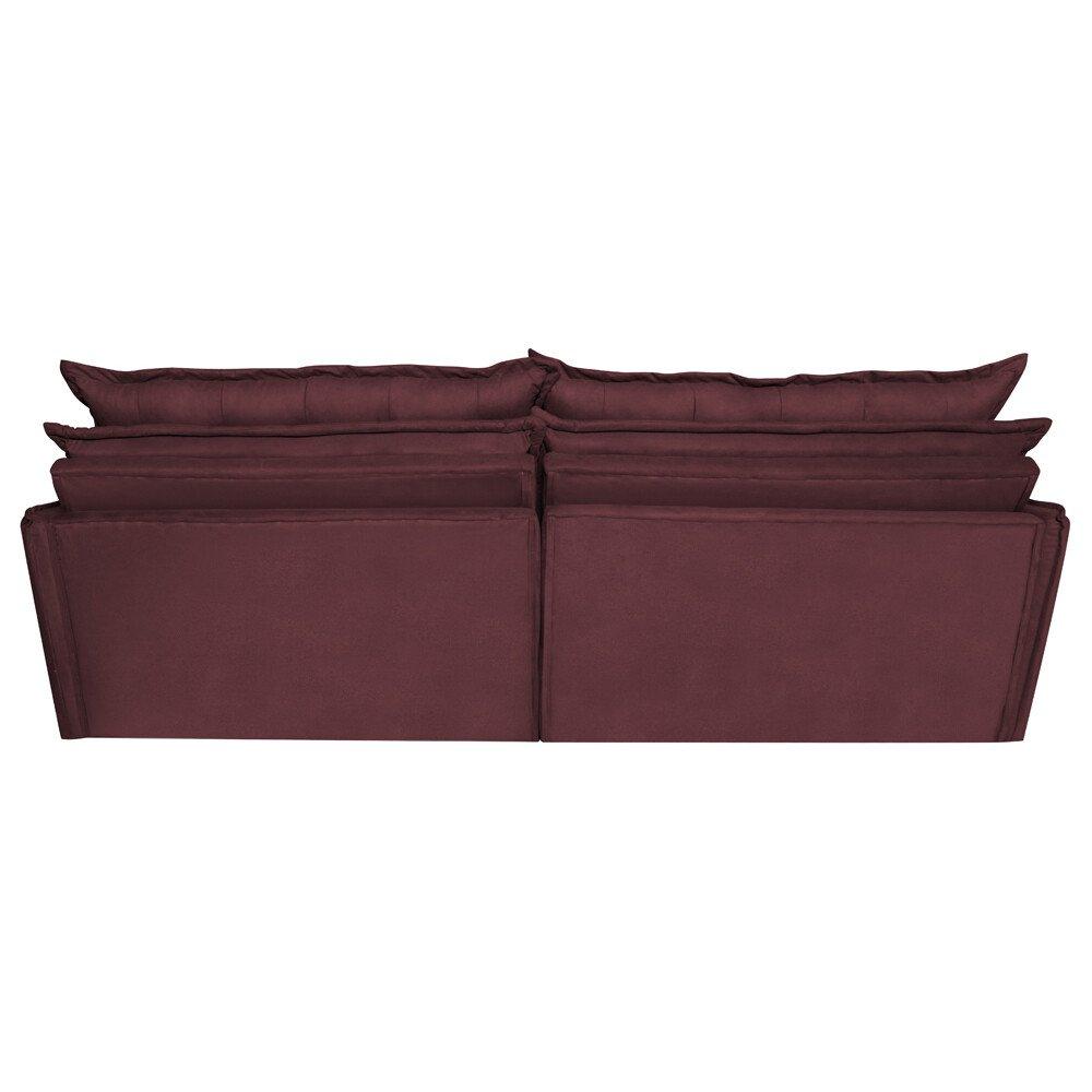 Sofá Sem Caixa Retrátil e Reclinável 1,95m Cama inBox Versátil Suede Velusoft Vinho