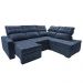 Sofá de Canto Direito 2,65x2,30m Retrátil e Reclinável com Molas Ensacadas Cama inBox Nobre Azul