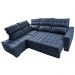 Sofá de Canto Esquerdo 2,65x2,30m Retrátil e Reclinável com Molas Ensacadas Cama inBox Nobre Azul