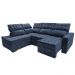 Sofá de Canto Esquerdo 2,65x2,30m Retrátil e Reclinável com Molas Ensacadas Cama inBox Nobre Azul