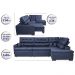Sofá de Canto Retrátil e Reclinável Direito 3,00x2,36m Molas Cama inBox Espanha Velusoft Azul