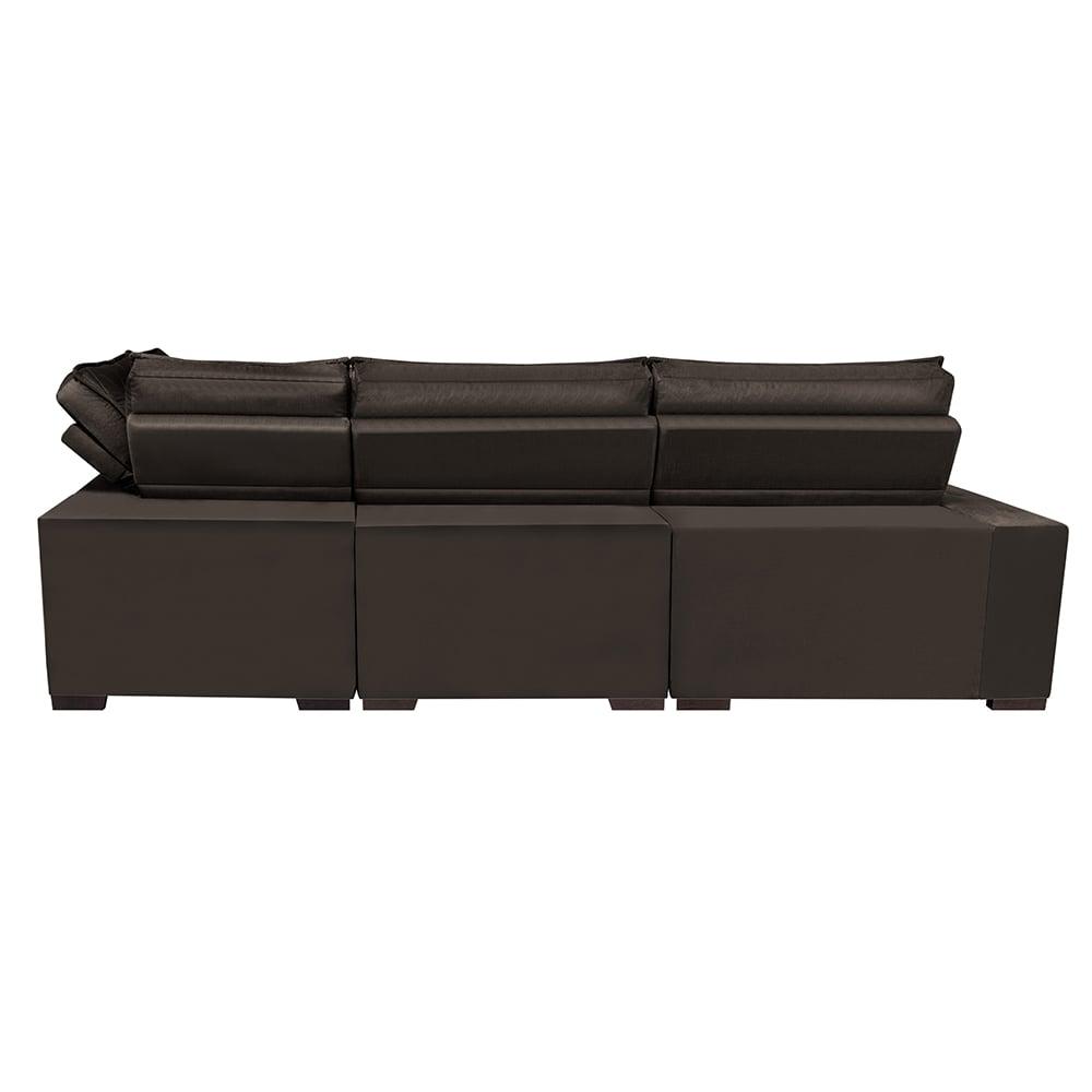 Sofá de Canto Retrátil e Reclinável Direito 3,00x2,36m Molas Cama inBox Espanha Velusoft Café