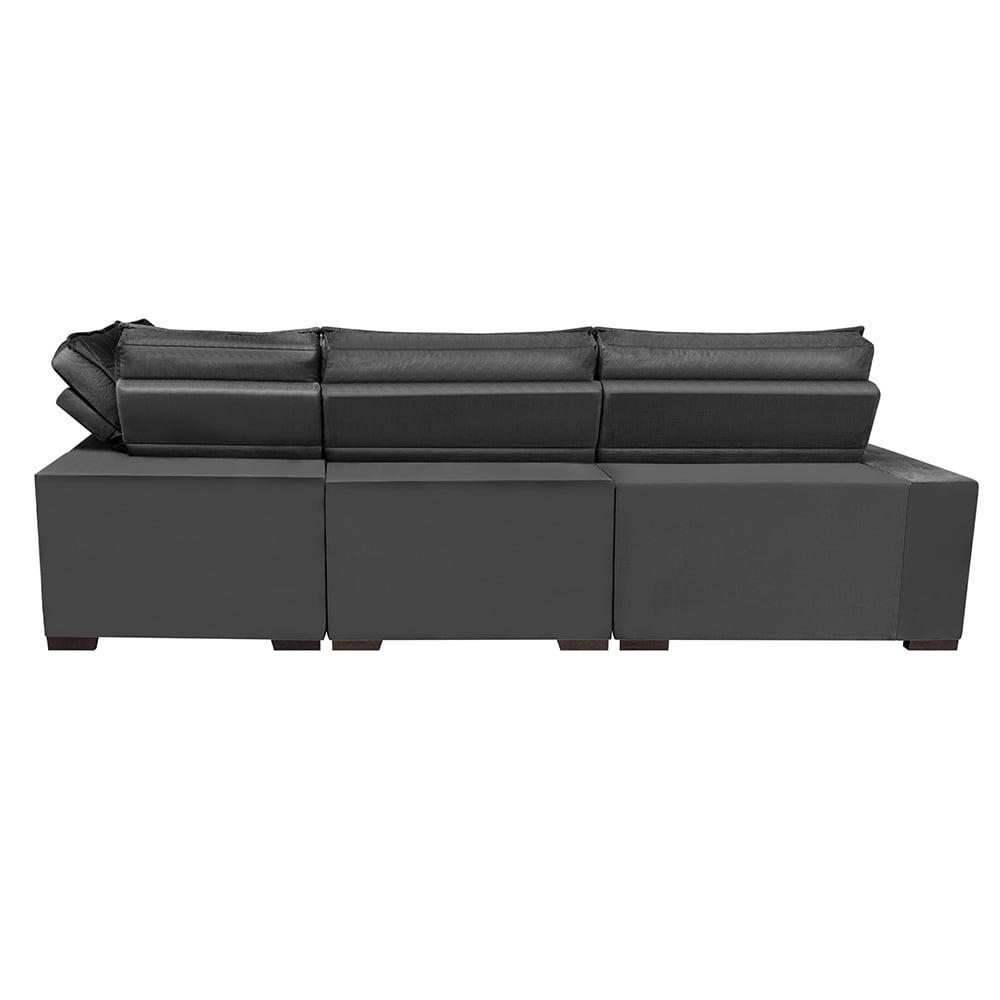 Sofá de Canto Retrátil e Reclinável Direito 3,00x2,36m Molas Cama inBox Espanha Velusoft Cinza