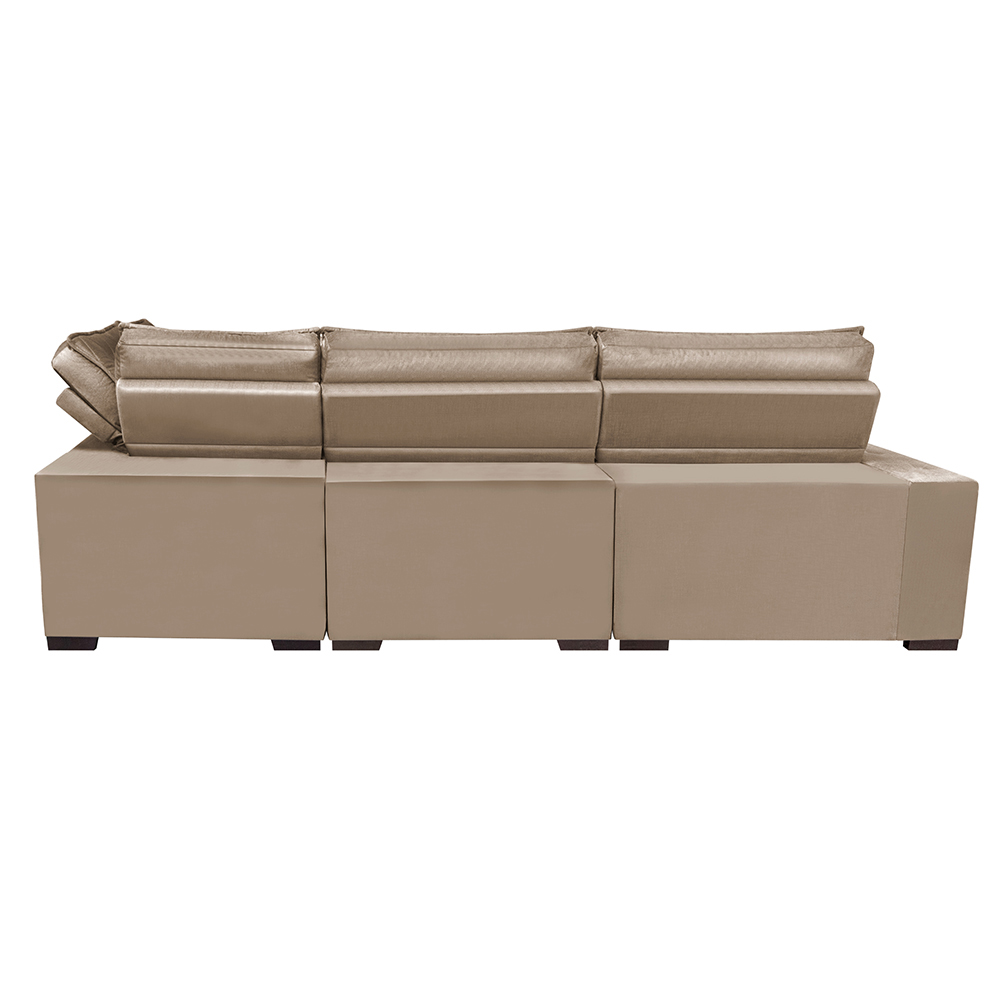 Sofá de Canto Retrátil e Reclinável Direito 3,40x2,36m Molas Cama inBox Espanha Velusoft Bege