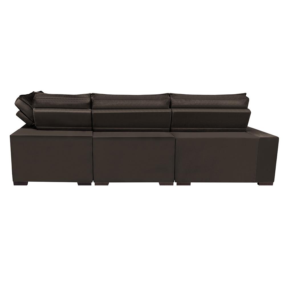 Sofá de Canto Retrátil e Reclinável Direito 3,40x2,36m Molas Cama inBox Espanha Velusoft Café
