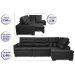 Sofá de Canto Retrátil e Reclinável Direito 3,40x2,36m Molas Cama inBox Espanha Velusoft Preto