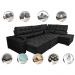 Sofá de Canto Retrátil e Reclinável Direito 3,40x2,36m Molas Cama inBox Espanha Velusoft Preto