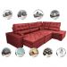 Sofá de Canto Retrátil e Reclinável Direito 3,40x2,36m Molas Cama inBox Espanha Velusoft Vermelho