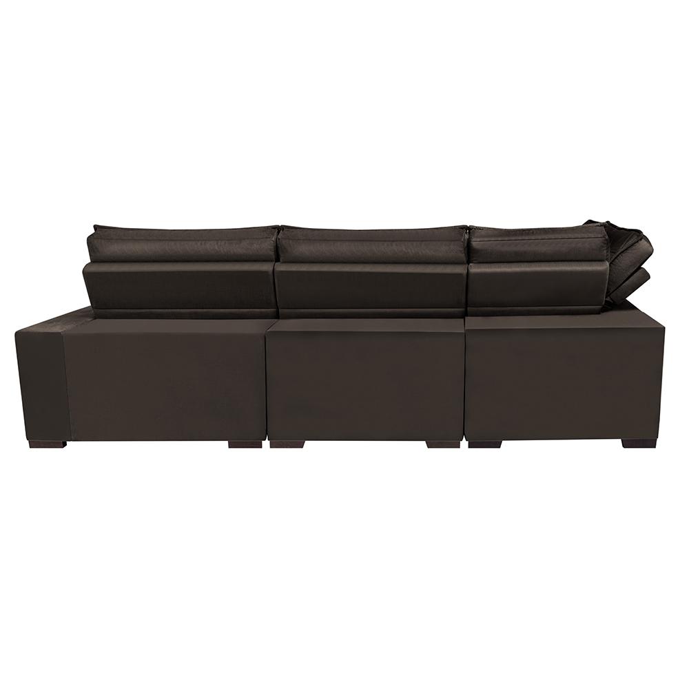 Sofá de Canto Retrátil e Reclinável Esquerdo 3,00x2,36m Molas Cama inBox Espanha Velusoft Café