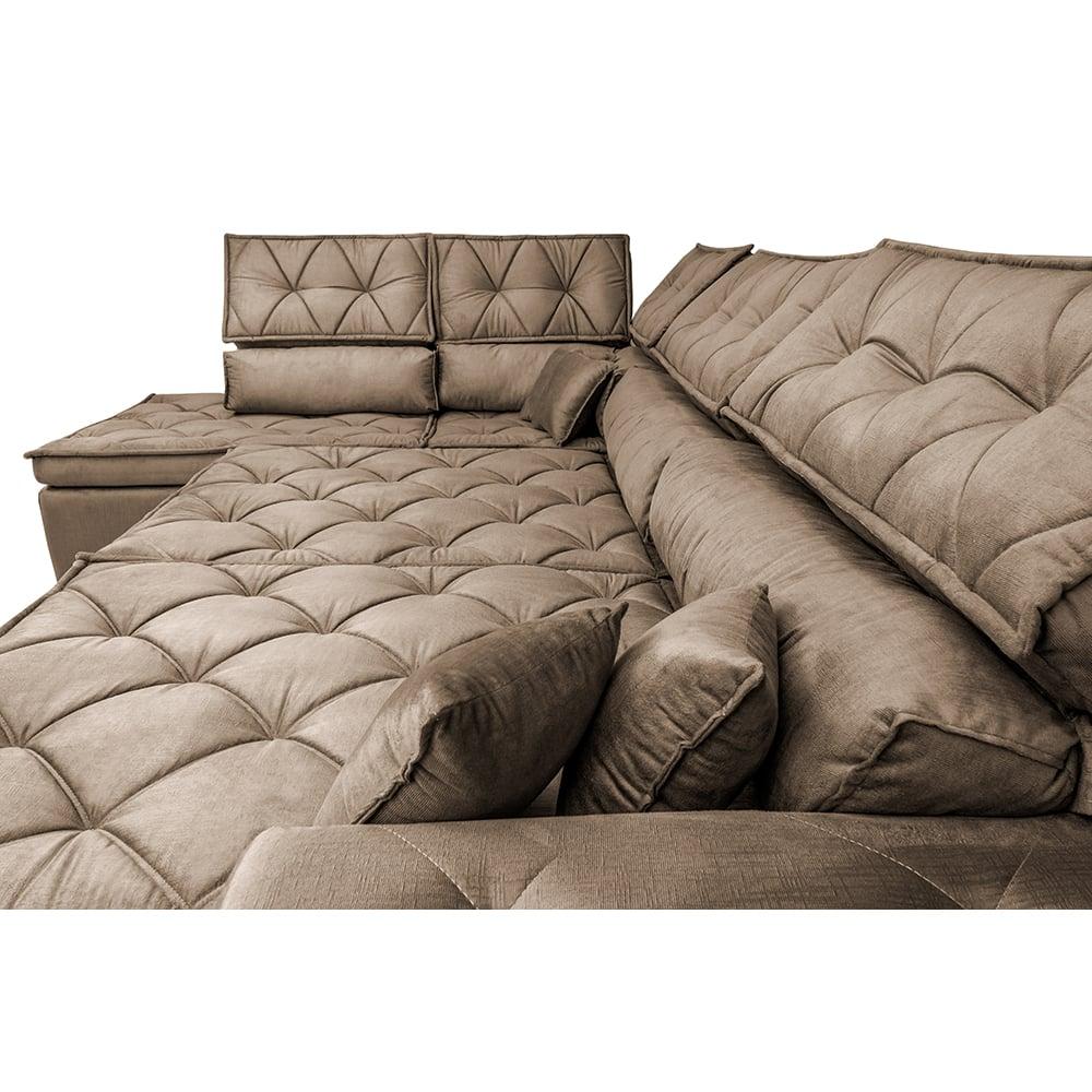 Sofá de Canto Retrátil e Reclinável Esquerdo 3,00x2,36m Molas Cama inBox Espanha Velusoft Castor