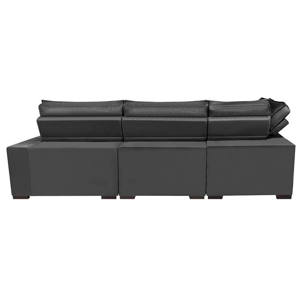 Sofá de Canto Retrátil e Reclinável Esquerdo 3,00x2,36m Molas Cama inBox Espanha Velusoft Cinza