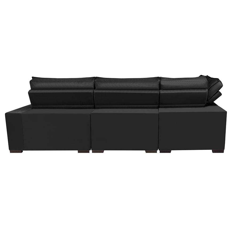 Sofá de Canto Retrátil e Reclinável Esquerdo 3,00x2,36m Molas Cama inBox Espanha Velusoft Preto
