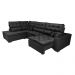 Sofá de Canto Retrátil e Reclinável Esquerdo 3,00x2,36m Molas Cama inBox Espanha Velusoft Preto
