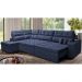 Sofá de Canto Retrátil e Reclinável Esquerdo 3,40x2,36m Molas Cama inBox Espanha Velusoft Azul