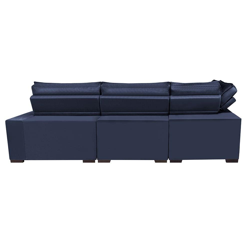 Sofá de Canto Retrátil e Reclinável Esquerdo 3,40x2,36m Molas Cama inBox Espanha Velusoft Azul