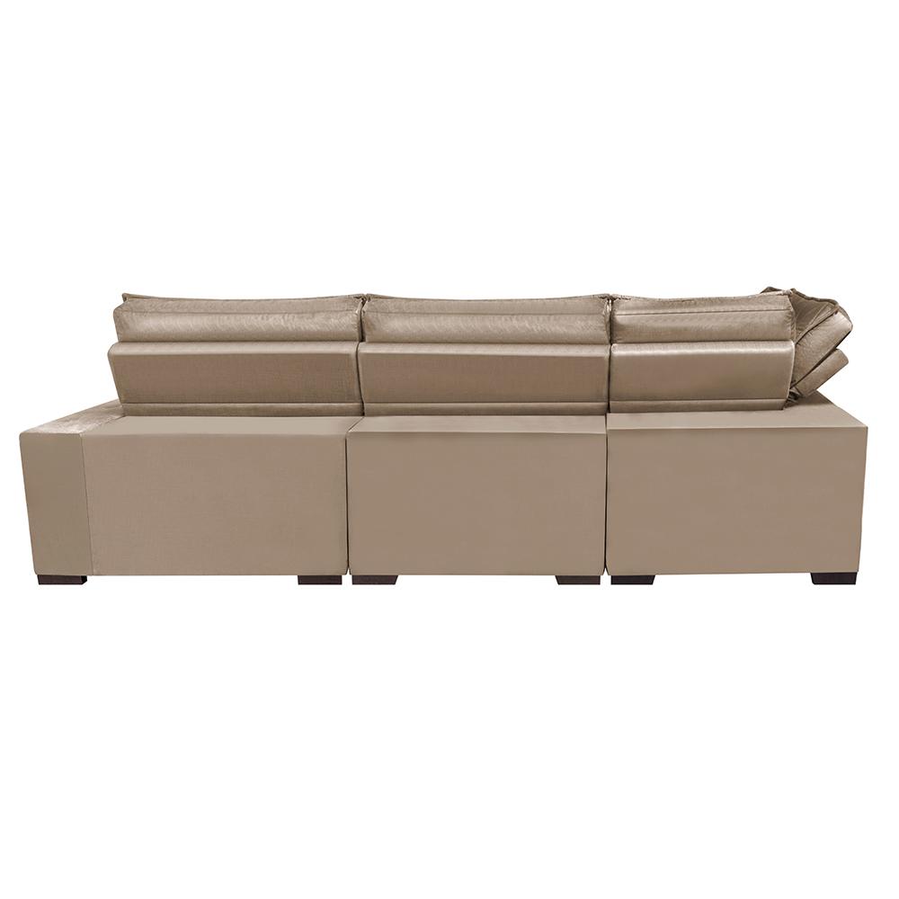 Sofá de Canto Retrátil e Reclinável Esquerdo 3,40x2,36m Molas Cama inBox Espanha Velusoft Bege