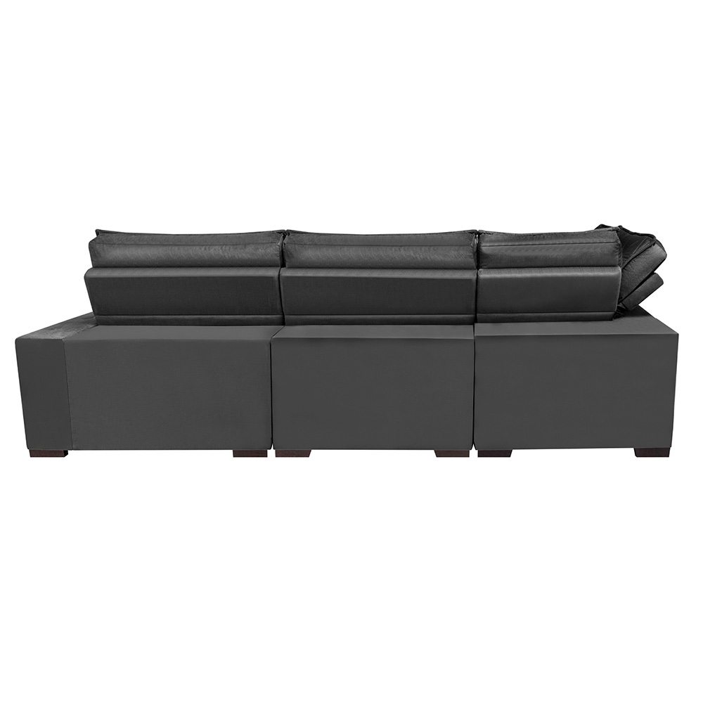 Sofá de Canto Retrátil e Reclinável Esquerdo 3,40x2,36m Molas Cama inBox Espanha Velusoft Cinza