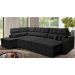 Sofá de Canto Retrátil e Reclinável Esquerdo 3,40x2,36m Molas Cama inBox Espanha Velusoft Preto
