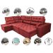 Sofá de Canto Retrátil e Reclinável Esquerdo 3,40x2,36m Molas Cama inBox Espanha Velusoft Vermelho