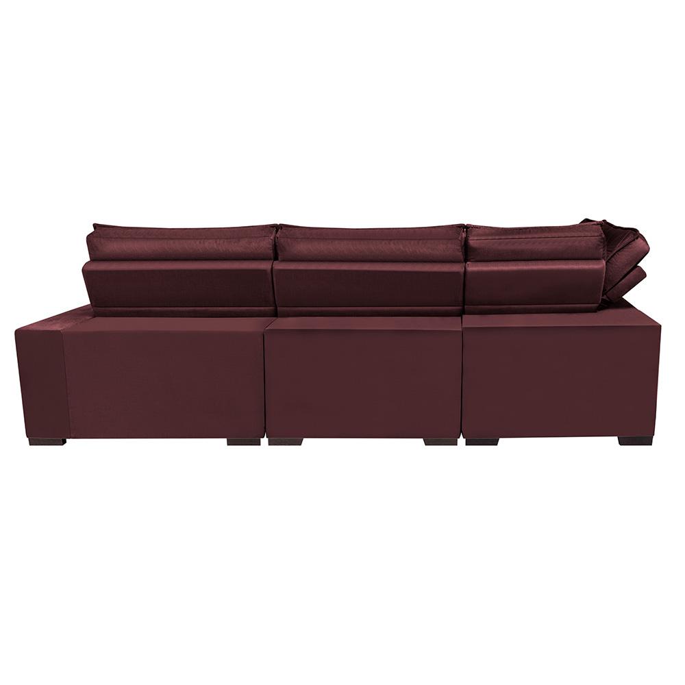 Sofá de Canto Retrátil e Reclinável Esquerdo 3,40x2,36m Molas Cama inBox Espanha Velusoft Vinho