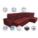 Sofá de Canto Retrátil e Reclinável com Molas Cama inBox Platinum 3,00x2,36 Tecido Suede Vermelho