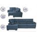 Sofá de Canto Retrátil e Reclinável com Molas Cama inBox Platinum Esquerdo 3,40x2,36 Suede Azul