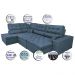 Sofá de Canto Retrátil e Reclinável com Molas Cama inBox Platinum Esquerdo 3,40x2,36 Suede Azul