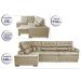 Sofá de Canto Retrátil e Reclinável com Molas Cama inBox Platinum Esquerdo 3,40x2,36 Suede Bege