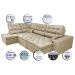 Sofá de Canto Retrátil e Reclinável com Molas Cama inBox Platinum Esquerdo 3,40x2,36 Suede Bege