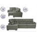 Sofá de Canto Retrátil e Reclinável com Molas Cama inBox Platinum Esquerdo 3,40x2,36 Suede Cinza