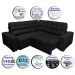 Sofá de Canto Retrátil, Reclinável, Molas Cama inBox Austin 2,60m x 2,60m Suede Velusoft Preto