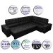 Sofá de Canto Retrátil, Reclinável, Molas Cama inBox Austin 3,85X2,64 ou 2,64X3,85 Suede Preto