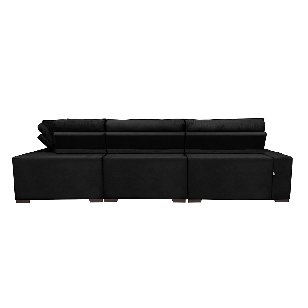 Sofá de Canto Retrátil, Reclinável, Molas Cama inBox Austin 3,85X2,64 ou 2,64X3,85 Suede Preto
