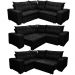 Sofá de Canto Retrátil, Reclinável, Molas Cama inBox Oklahoma 2,20m x 2,20m Suede Velusoft Preto