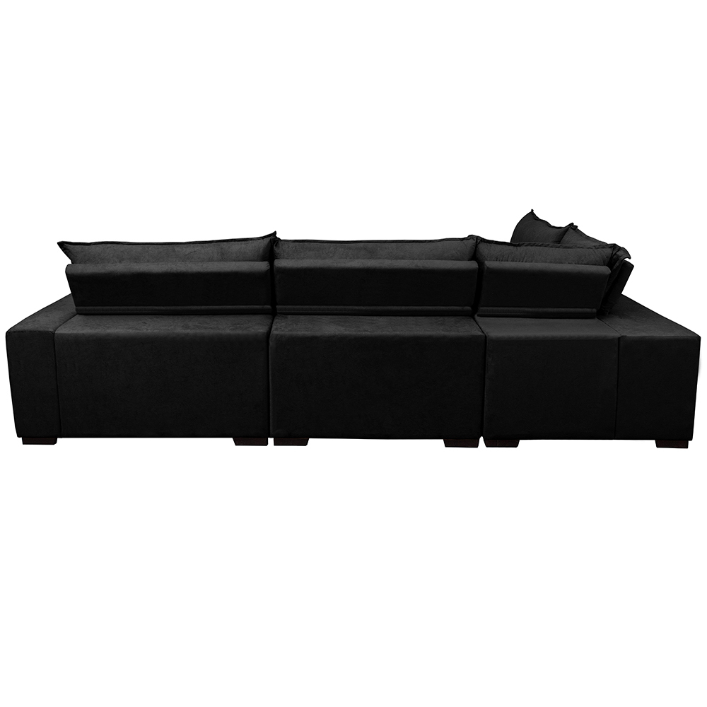 Sofá de Canto Retrátil, Reclinável, Molas Cama inBox Oklahoma 3,45X2,41 ou 2,41X3,45 Suede Preto