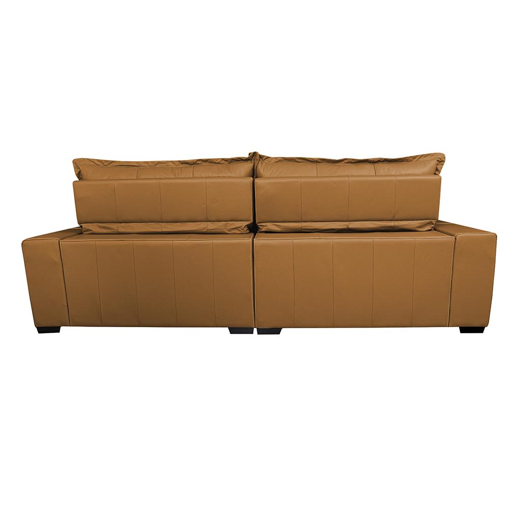 Sofá de Courino Retrátil e Reclinável 2,55m Cama inBox Bourbon SoftGel D40 Caramelo