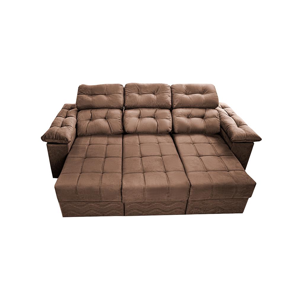 Sofa Itália 2,80 Mts Retrátil e Reclinavel Tecido Suede Castor - Cama InBox